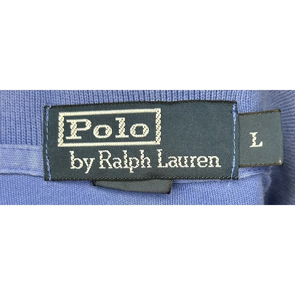 Ralph Lauren Polo Men's Cotton Shirt Short Sleeve Blue Soft Golf Rugby Sz L‎